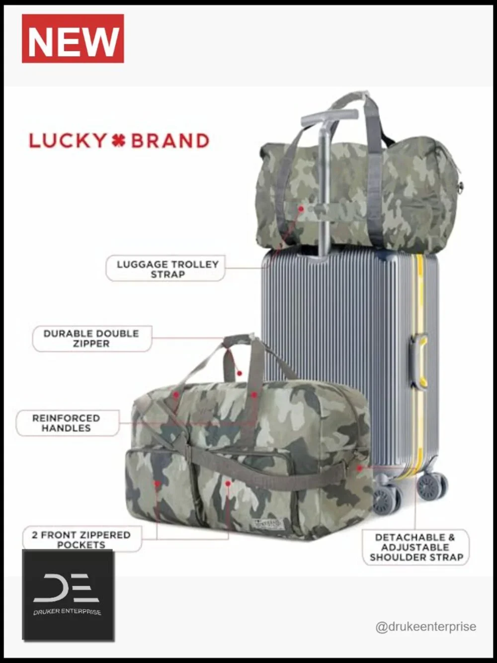 115L Foldable Overnight Duffle Bag with Adjustable Shoulder Strap for Travel Gym